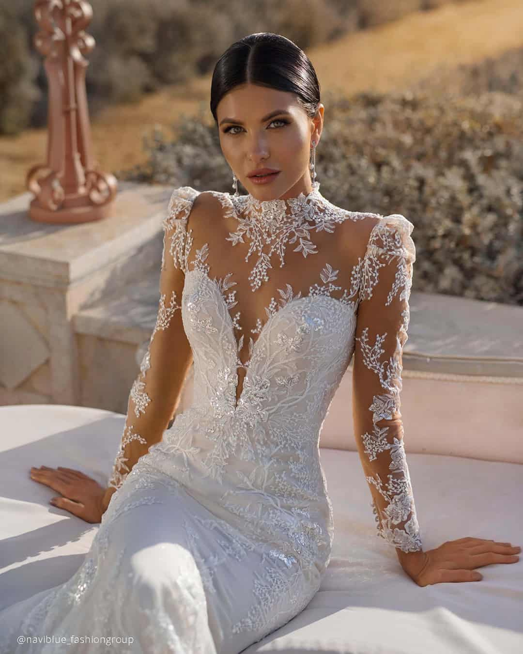 Tattoo Effect Neckline Bridal Gowns