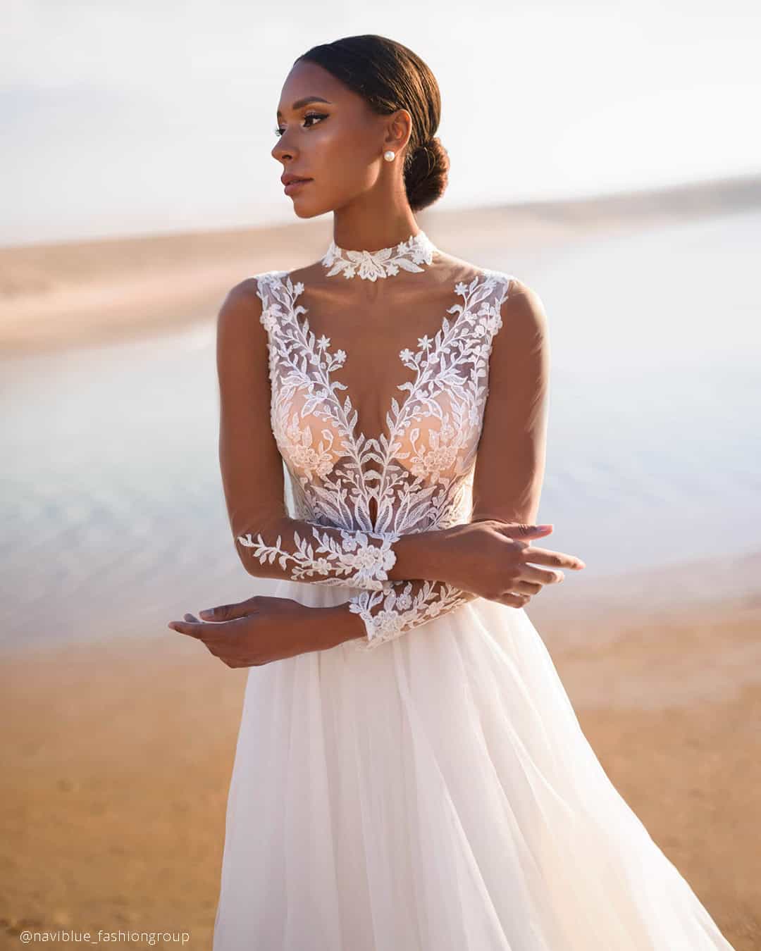 Tattoo Effect Neckline Bridal Gowns