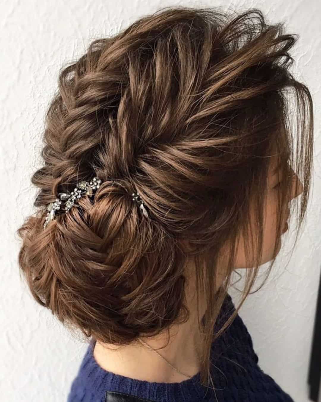 Wedding Side Bun Hairstyles With Veil