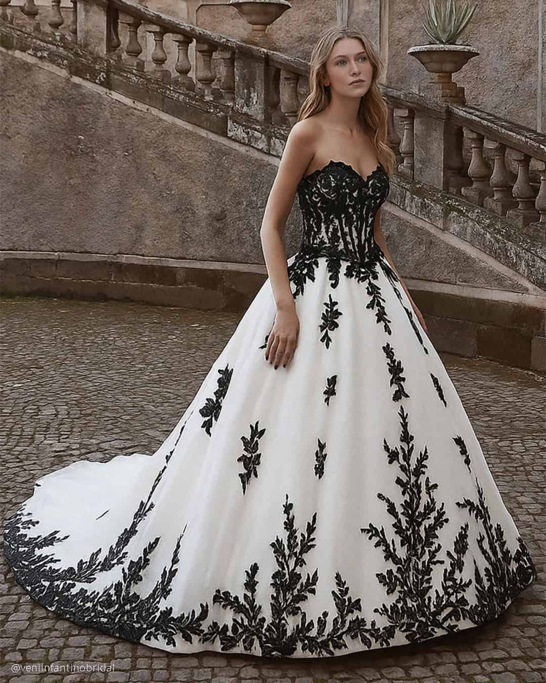 White And Black Wedding Dresses