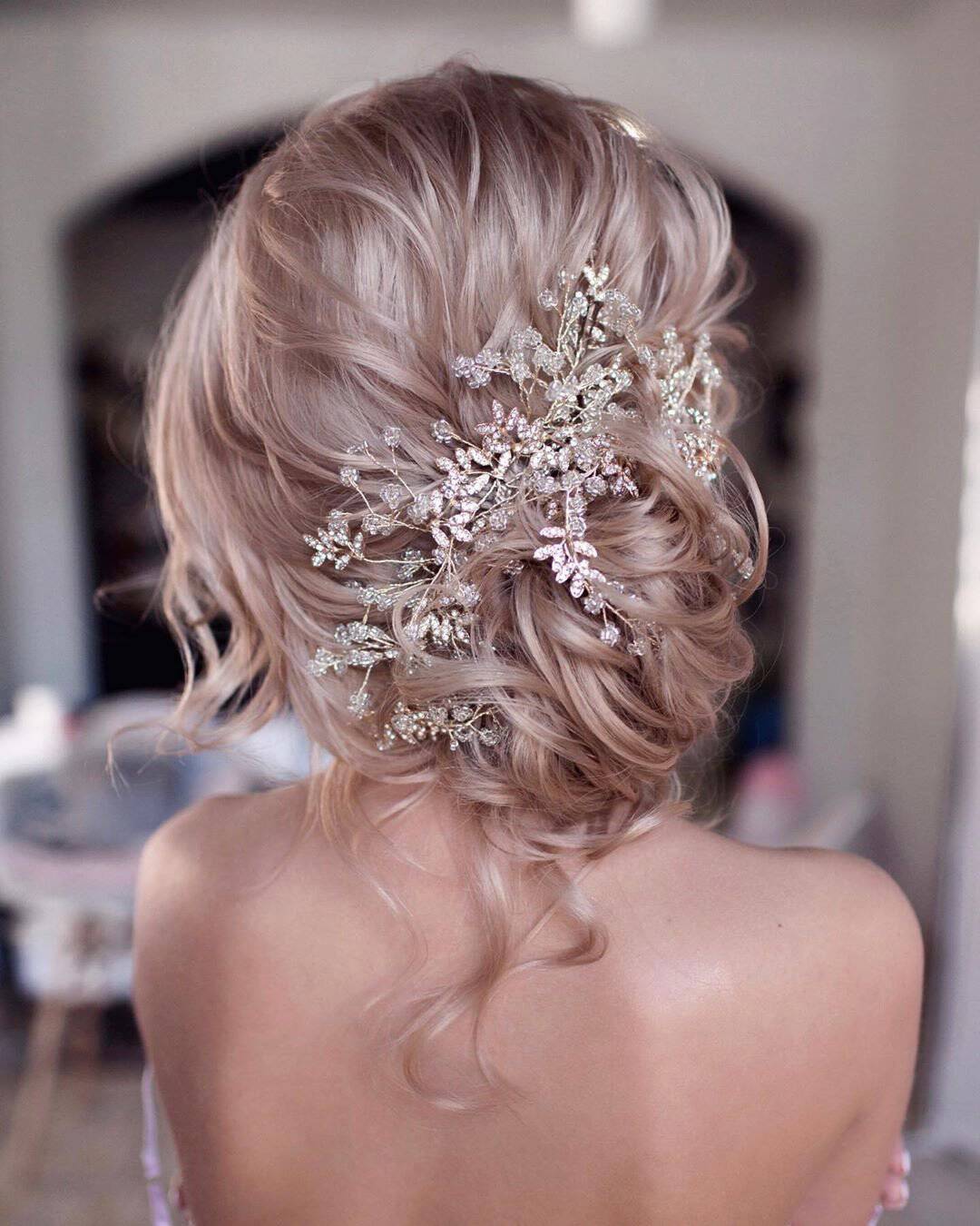 Hair Pinned To One Side Wedding