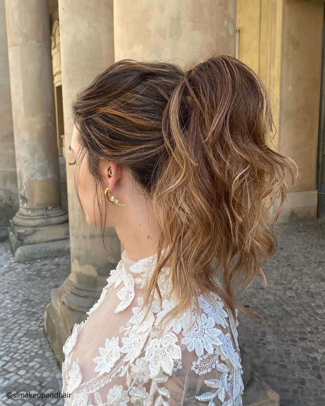 Hair Pinned To One Side Wedding